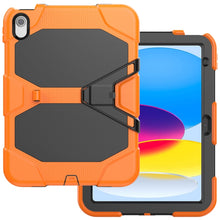 For iPad 10th Gen 10.9 2022 Rugged Silicone Hard PC Tablet Case with Holder(Orange)