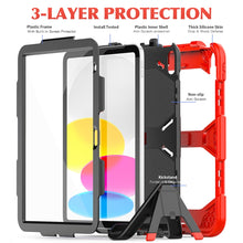 For iPad 10th Gen 10.9 2022 Rugged Silicone Hard PC Tablet Case with Holder(Red)