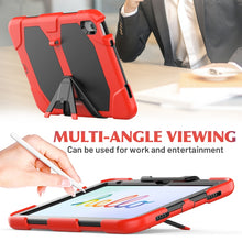 For iPad 10th Gen 10.9 2022 Rugged Silicone Hard PC Tablet Case with Holder(Red)