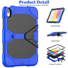 For iPad 10th Gen 10.9 2022 Rugged Silicone Hard PC Tablet Case with Holder(Blue)