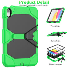 For iPad 10th Gen 10.9 2022 Rugged Silicone Hard PC Tablet Case with Holder(Green)