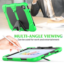 For iPad 10th Gen 10.9 2022 Rugged Silicone Hard PC Tablet Case with Holder(Green)