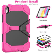 For iPad 10th Gen 10.9 2022 Rugged Silicone Hard PC Tablet Case with Holder(Rose Red)