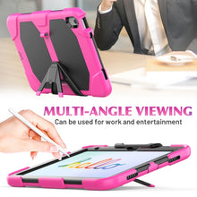 For iPad 10th Gen 10.9 2022 Rugged Silicone Hard PC Tablet Case with Holder(Rose Red)