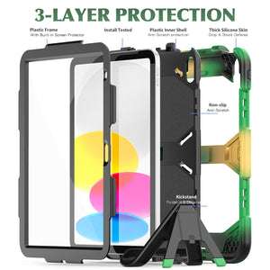 For iPad 10th Gen 10.9 2022 Rugged Silicone Hard PC Tablet Case with Holder(Camouflage)