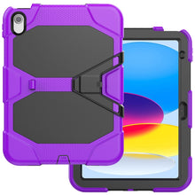 For iPad 10th Gen 10.9 2022 Rugged Silicone Hard PC Tablet Case with Holder(Purple)