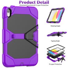 For iPad 10th Gen 10.9 2022 Rugged Silicone Hard PC Tablet Case with Holder(Purple)