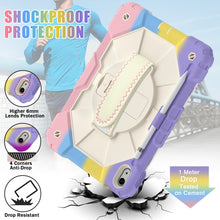 For iPad 10th Gen 10.9 2022 Contrast Color Robot Shockproof Silicon + PC Tablet Protective Case(Purple+Beige)