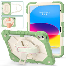 For iPad 10th Gen 10.9 2022 Contrast Color Robot Shockproof Silicon + PC Tablet Protective Case(Matcha Green+Beige)