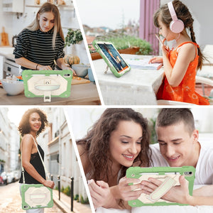 For iPad 10th Gen 10.9 2022 Contrast Color Robot Shockproof Silicon + PC Tablet Protective Case(Matcha Green+Beige)