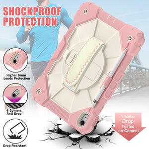 For iPad 10th Gen 10.9 2022 Contrast Color Robot Shockproof Silicon + PC Tablet Protective Case(Rose Gold+Beige)