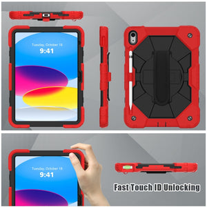 For iPad 10th Gen 10.9 2022 Contrast Color Robot Shockproof Silicon + PC Tablet Protective Case(Red+Black)