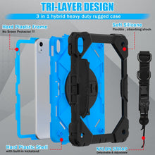 For iPad 10th Gen 10.9 2022 Contrast Color Robot Shockproof Silicon + PC Tablet Protective Case(Black+Blue)