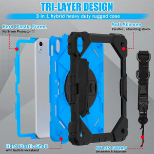 For iPad 10th Gen 10.9 2022 Contrast Color Robot Shockproof Silicon + PC Tablet Protective Case(Black+Blue)