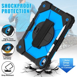 For iPad 10th Gen 10.9 2022 Contrast Color Robot Shockproof Silicon + PC Tablet Protective Case(Black+Blue)