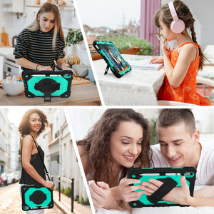 For iPad 10th Gen 10.9 2022 Contrast Color Robot Shockproof Silicon + PC Tablet Protective Case(Black+Mint)