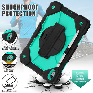 For iPad 10th Gen 10.9 2022 Contrast Color Robot Shockproof Silicon + PC Tablet Protective Case(Black+Mint)