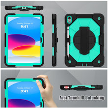 For iPad 10th Gen 10.9 2022 Contrast Color Robot Shockproof Silicon + PC Tablet Protective Case(Black+Mint)