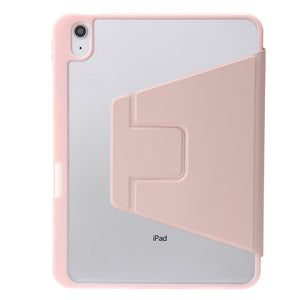 For iPad 10th Gen 10.9 2022 3-Fold 360 Rotation Acrylic Leather Smart Tablet Case(Pink)