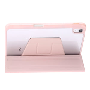 For iPad 10th Gen 10.9 2022 3-Fold 360 Rotation Acrylic Leather Smart Tablet Case(Pink)