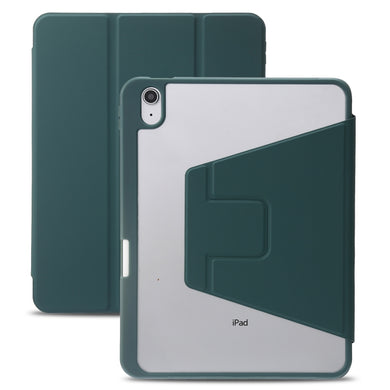 For iPad 10th Gen 10.9 2022 3-Fold 360 Rotation Acrylic Leather Smart Tablet Case(Dark Green)