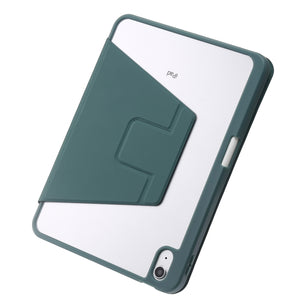 For iPad 10th Gen 10.9 2022 3-Fold 360 Rotation Acrylic Leather Smart Tablet Case(Dark Green)