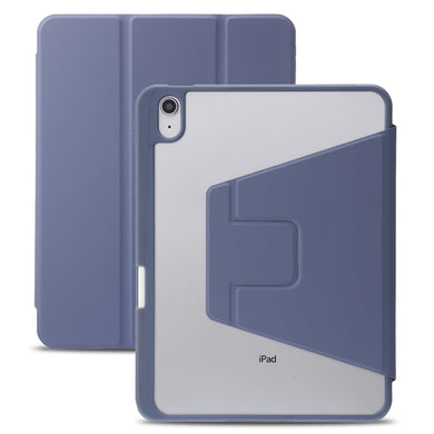 For iPad 10th Gen 10.9 2022 3-Fold 360 Rotation Acrylic Leather Smart Tablet Case(Lavender Purple Grey)