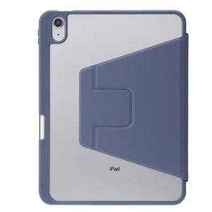 For iPad 10th Gen 10.9 2022 3-Fold 360 Rotation Acrylic Leather Smart Tablet Case(Lavender Purple Grey)