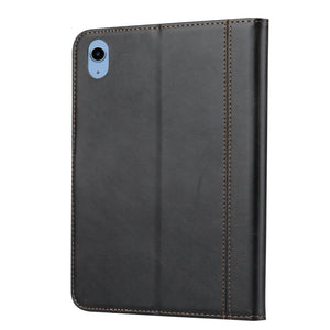 For iPad 10th Gen 10.9 2022 Calf Texture Double Fold Leather Smart Tablet Case(Black)