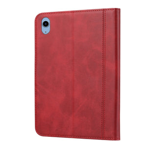 For iPad 10th Gen 10.9 2022 Calf Texture Double Fold Leather Smart Tablet Case(Red)