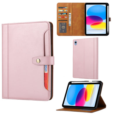 For iPad 10th Gen 10.9 2022 Calf Texture Double Fold Leather Smart Tablet Case(Rose Gold)