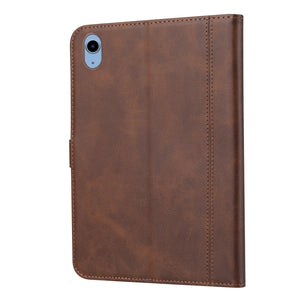 For iPad 10th Gen 10.9 2022 Calf Texture Double Fold Leather Smart Tablet Case(Coffee)