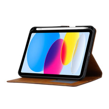For iPad 10th Gen 10.9 2022 Calf Texture Double Fold Leather Smart Tablet Case(Black)