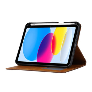 For iPad 10th Gen 10.9 2022 Calf Texture Double Fold Leather Smart Tablet Case(Black)