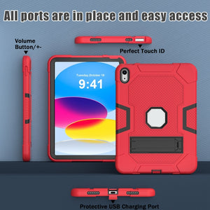 For iPad 10th Gen 10.9 2022 Contrast Color Robot Silicone + PC Tablet Protective Case(Red Black)