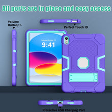 For iPad 10th Gen 10.9 2022 Contrast Color Robot Silicone + PC Tablet Protective Case(Purple Mint Green)