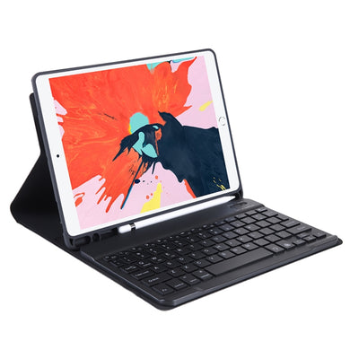T07BB For iPad 9.7 inch / iPad Pro 9.7 inch / iPad Air 2 / Air (2018 & 2017) TPU Candy Color Ultra-thin Bluetooth Keyboard Tablet Case with Stand & Pen Slot(Black)