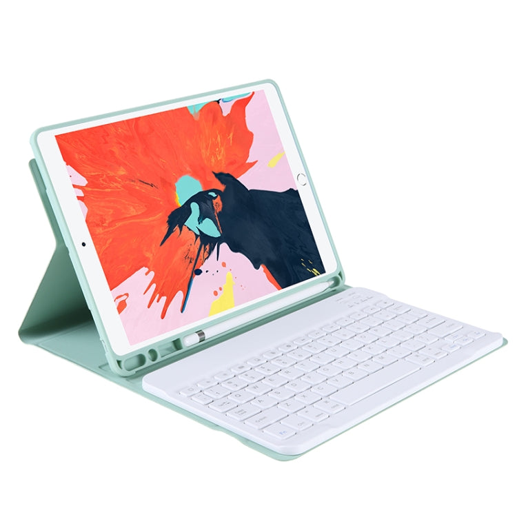 T07BB For iPad 9.7 inch / iPad Pro 9.7 inch / iPad Air 2 / Air (2018 & 2017) TPU Candy Color Ultra-thin Bluetooth Keyboard Tablet Case with Stand & Pen Slot(Light Green)