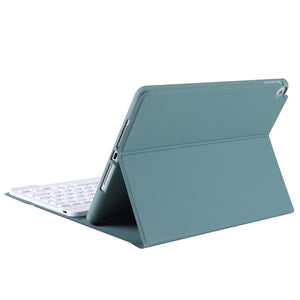 T07BB For iPad 9.7 inch / iPad Pro 9.7 inch / iPad Air 2 / Air (2018 & 2017) TPU Candy Color Ultra-thin Bluetooth Keyboard Tablet Case with Stand & Pen Slot(Dark Green)