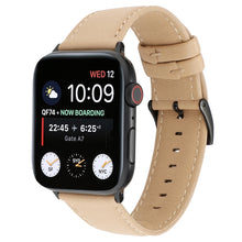 For Apple Watch Series 8&7 41mm / SE 2&6&SE&5&4 40mm / 3&2&1 38mm Cowhide Texture Leather Watch Band(Khaki)