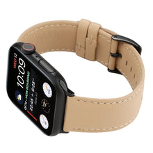 For Apple Watch Series 7 45mm / 6 & SE & 5 & 4 44mm / 3 & 2 & 1 42mm Cowhide Texture Leather Watch Band(Khaki)