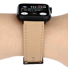 For Apple Watch Series 7 45mm / 6 & SE & 5 & 4 44mm / 3 & 2 & 1 42mm Cowhide Texture Leather Watch Band(Khaki)