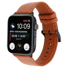 For Apple Watch Series 7 45mm / 6 & SE & 5 & 4 44mm / 3 & 2 & 1 42mm Cowhide Texture Leather Watch Band(Brown)