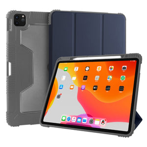 For iPad Pro 12.9 inch 2022 / 2021 / 2020 Mutural Horizontal Flip PC + TPU + PU Leather Tablet Case with Holder & Pen Slot(Dark Blue)