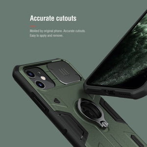 For iPhone 11 NILLKIN Shockproof CamShield Armor Protective Case with Invisible Ring Holder(Green)