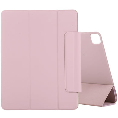 For iPad Pro 11 2022 / 2021 / iPad Pro 11 inch 2020 / Pro 11 2018 / Air 2020 10.9 Horizontal Flip Ultra-thin Double-sided Clip Active Buckle Magnetic PU Leather Tablet Case With Three-folding Holder & Sleep / Wake-up Function(Pink)