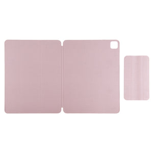 For iPad Pro 11 2022 / 2021 / iPad Pro 11 inch 2020 / Pro 11 2018 / Air 2020 10.9 Horizontal Flip Ultra-thin Double-sided Clip Active Buckle Magnetic PU Leather Tablet Case With Three-folding Holder & Sleep / Wake-up Function(Pink)