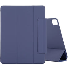 For iPad Pro 11 2022 / 2021 / iPad Pro 11 inch 2020 / Pro 11 2018 / Air 2020 10.9 Horizontal Flip Ultra-thin Double-sided Clip Active Buckle Magnetic PU Leather Tablet Case With Three-folding Holder & Sleep / Wake-up Function(Dark Blue)