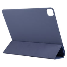 For iPad Pro 11 2022 / 2021 / iPad Pro 11 inch 2020 / Pro 11 2018 / Air 2020 10.9 Horizontal Flip Ultra-thin Double-sided Clip Active Buckle Magnetic PU Leather Tablet Case With Three-folding Holder & Sleep / Wake-up Function(Dark Blue)