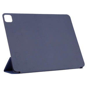 For iPad Pro 11 2022 / 2021 / iPad Pro 11 inch 2020 / Pro 11 2018 / Air 2020 10.9 Horizontal Flip Ultra-thin Double-sided Clip Active Buckle Magnetic PU Leather Tablet Case With Three-folding Holder & Sleep / Wake-up Function(Dark Blue)